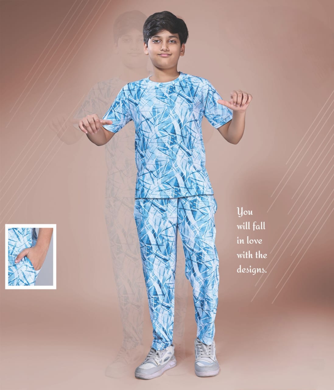 Boys Digital Looper All Over Print (Co-Ord Set) with Side Pockets