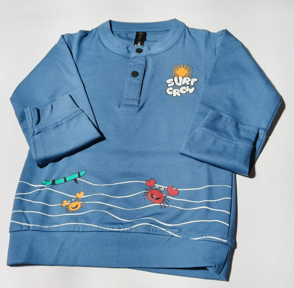 Girls and Boys Premium Front and Back Printed Y Neck Full-Sleeve T-shirts(Pack of 3 - Yellow, Blue & Navy)