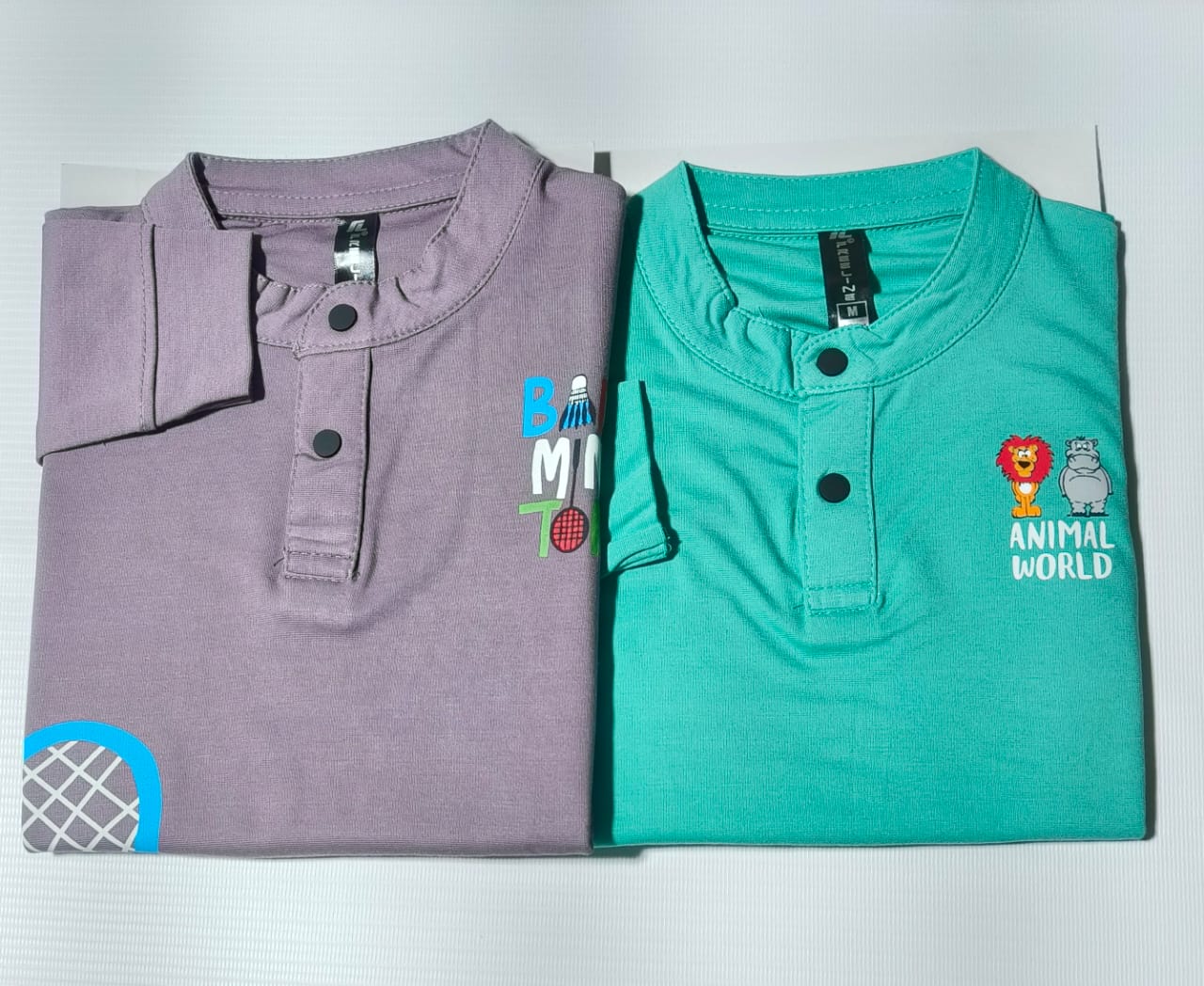 Boys and Girls Premium Front and Back Printed Y Neck Full-Sleeve T-shirts(Pack of 2 - Blue & Lavender)