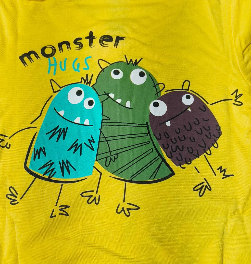 Girls and Boys Premium Front and Back Printed Y Neck Full-Sleeve T-shirts(Pack of 3 - Yellow, Blue & Navy)