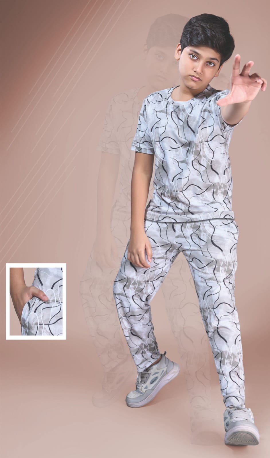 Boys Digital Looper All Over Print (Co-Ord Set) with Side Pockets
