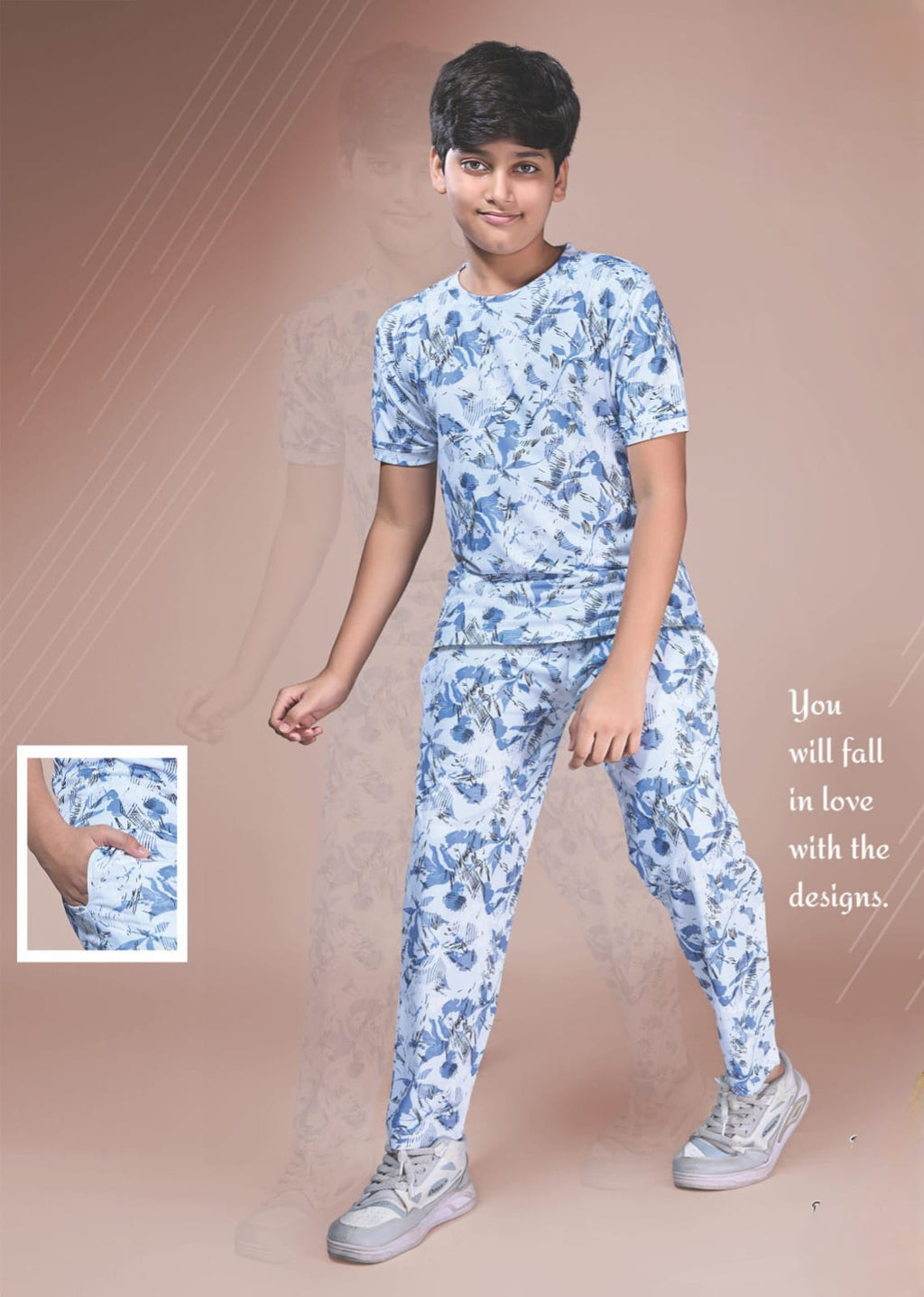 Boys Digital Looper All Over Print (Co-Ord Set) with Side Pockets