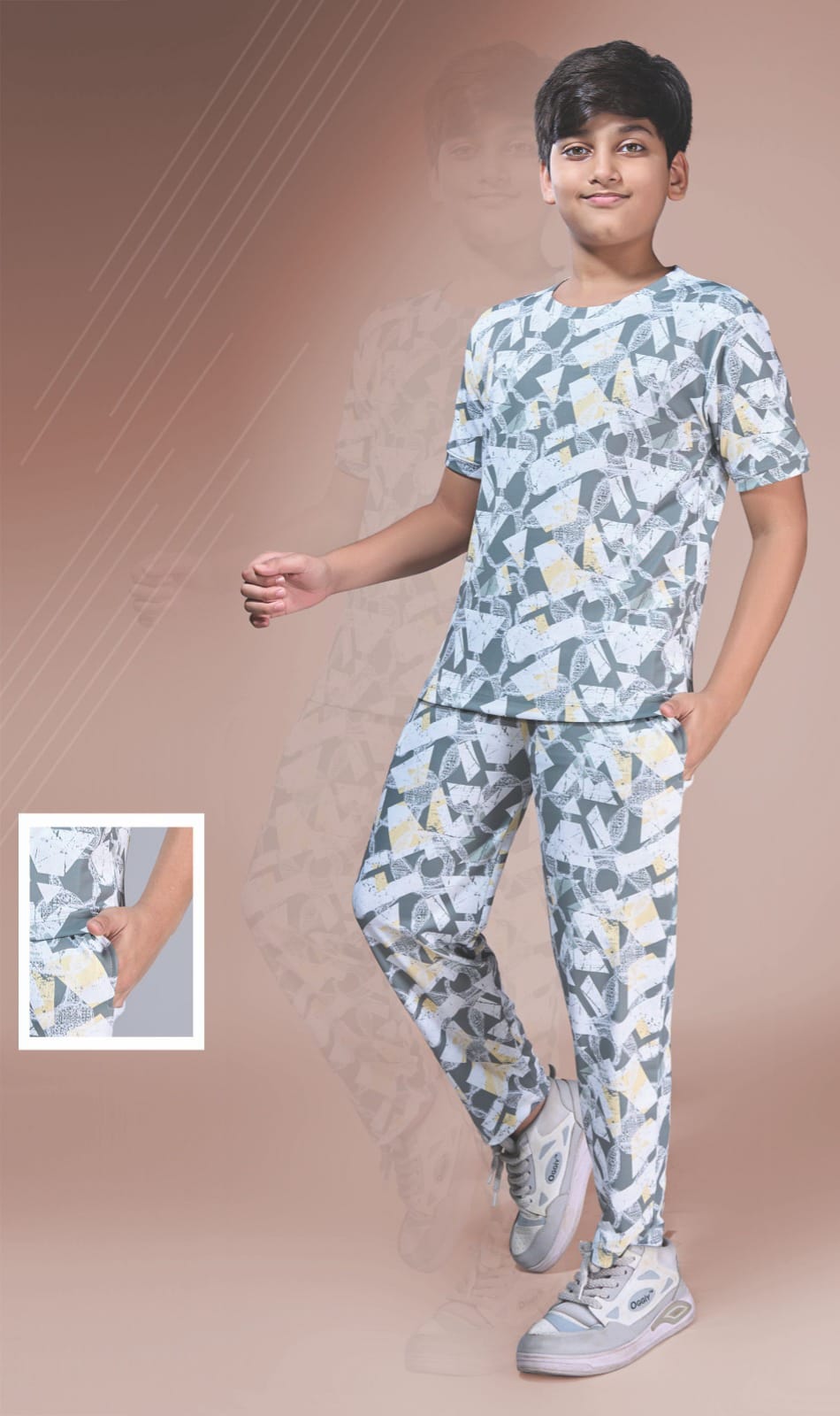 Boys Digital Looper All Over Print (Co-Ord Set) with Side Pockets