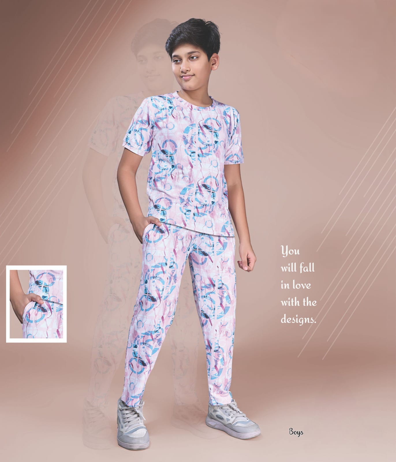 Boys Digital Looper All Over Print (Co-Ord Set) with Side Pockets