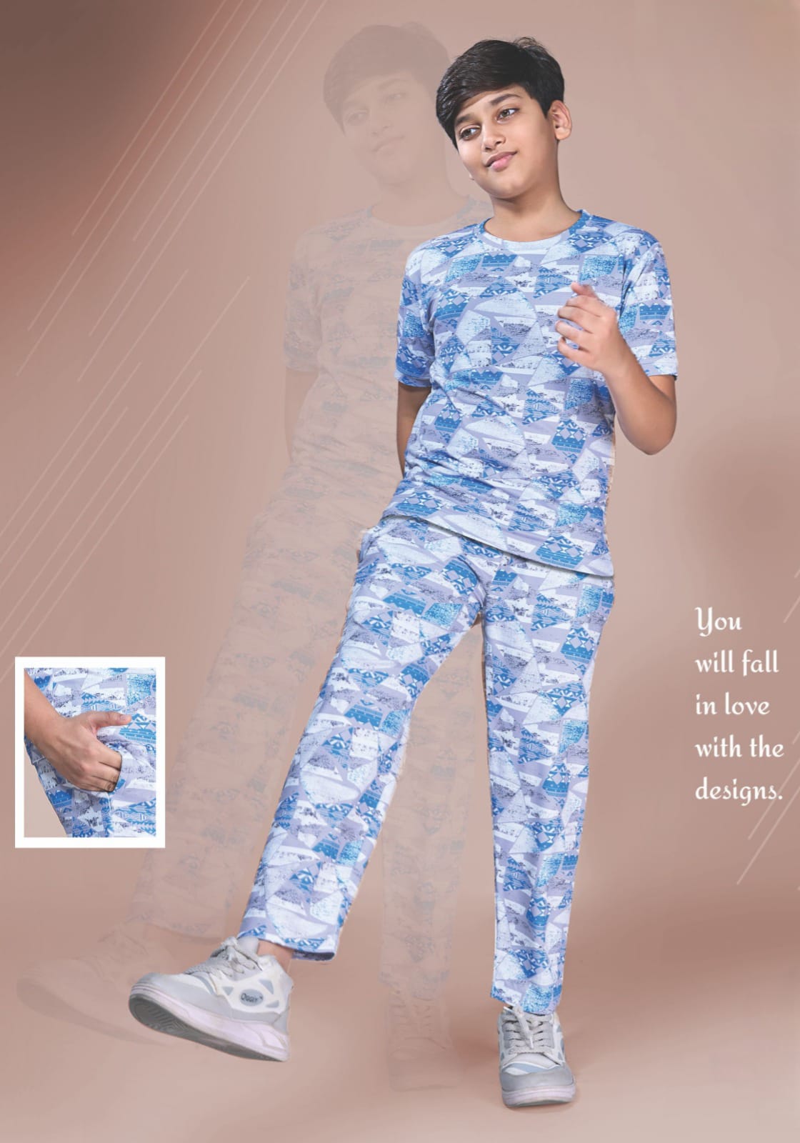 Boys Digital Looper All Over Print (Co-Ord Set) with Side Pockets