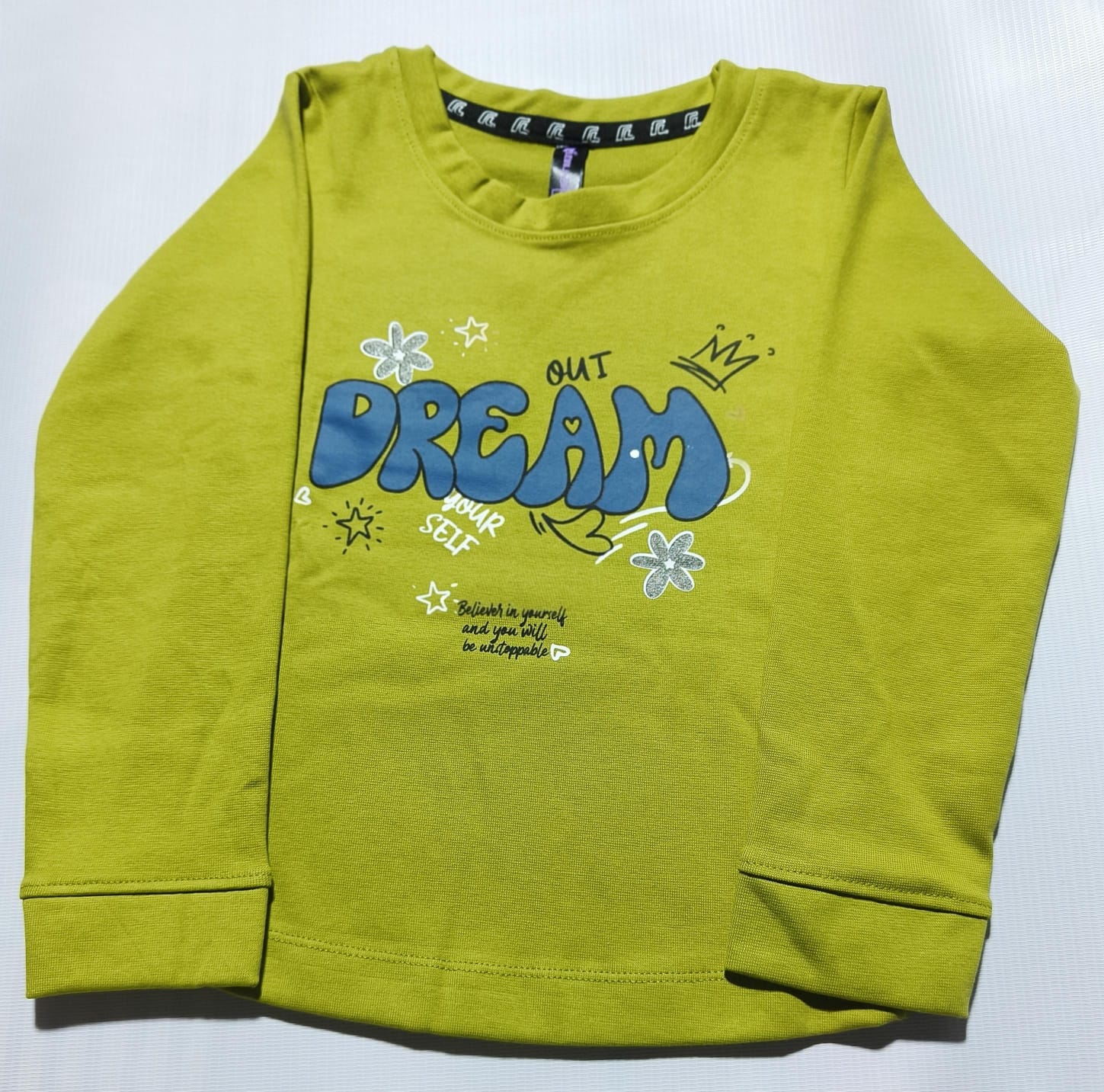 Girls Full Sleeves Regular Fit Solid Cotton T-Shirts(Pack of 3 - Pink, Back & Mehendi)