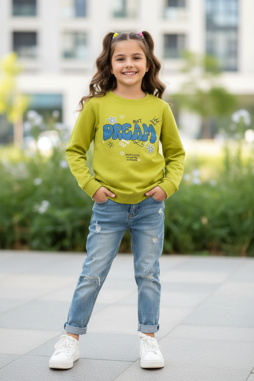 Girls Full Sleeves Regular Fit Solid Cotton T-Shirts(Pack of 2 - Lavender & Mehendigreen)