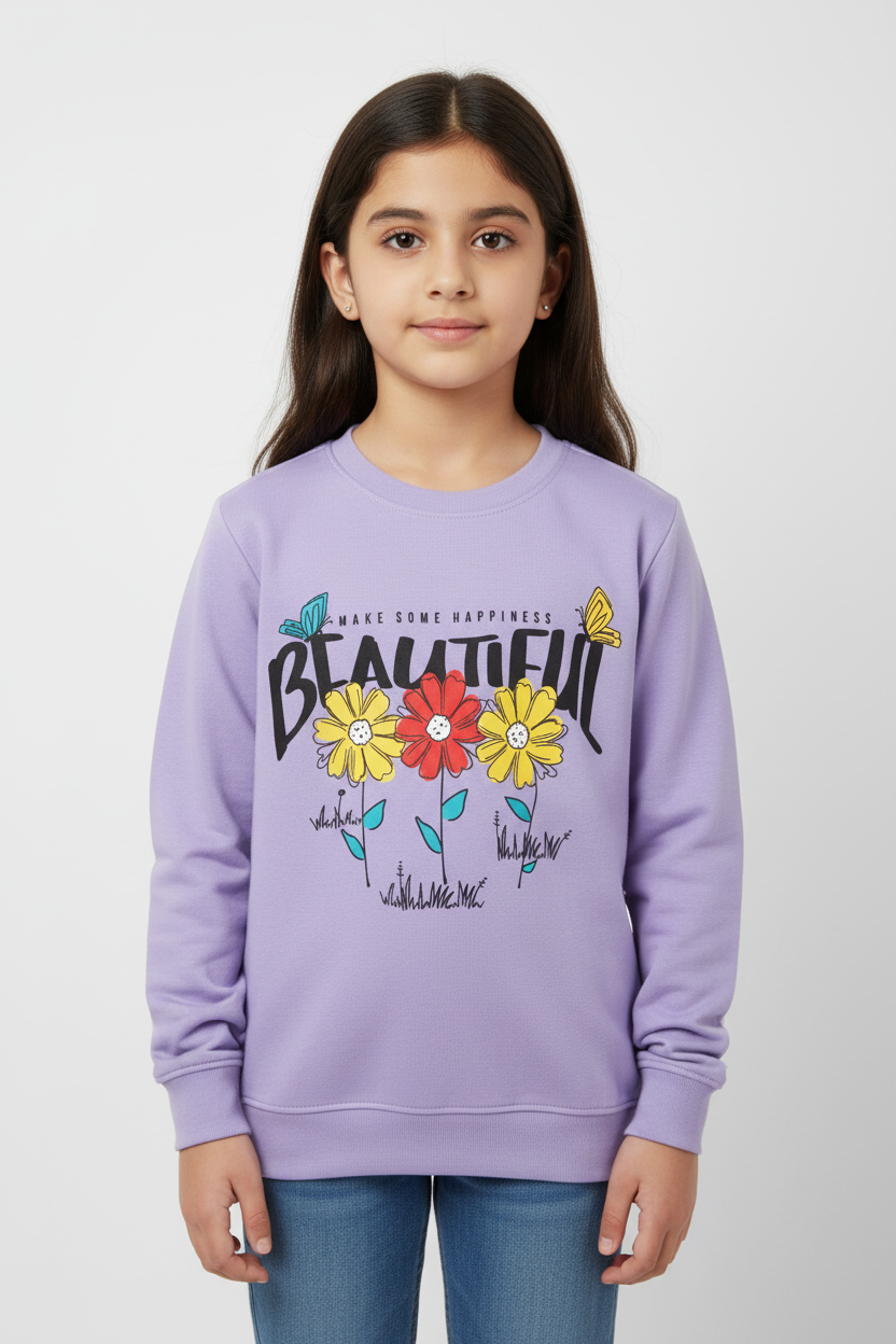 Girls Full Sleeves Regular Fit Solid Cotton T-Shirts(Pack of 3 - Lavender, black & Mehendi green)