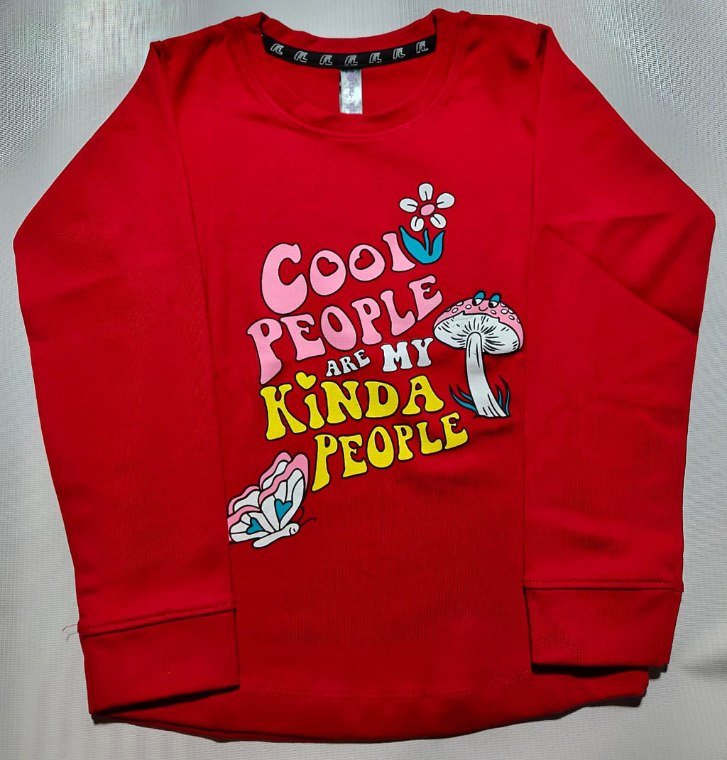 Girls Full Sleeves Regular Fit Solid Cotton T-Shirts(Pack of 2 - Red & Lavender)