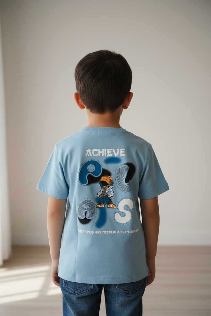 Boys Front and Back Printed Half-Sleeve Regular T-shirts(Pack of 3 - Marron, Lightpurple & Skyblue)