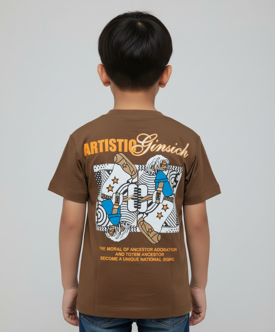Boys Front and Back Printed Half-Sleeve Regular T-shirts(Pack of 3 - Half While, Marron & Brown)