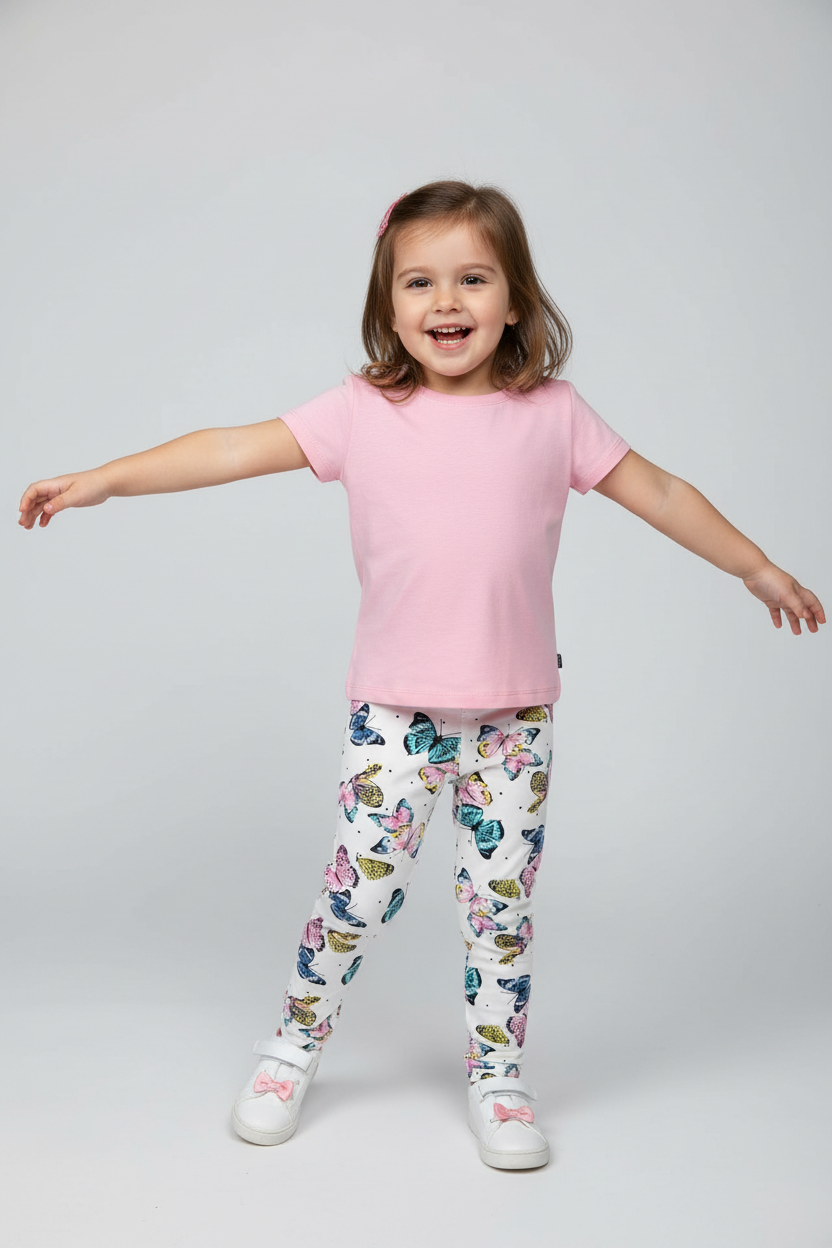 Girls Cotton Printed Leggings Regular Fit Non-Transparent Ankle Length