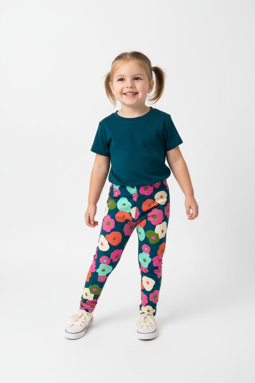 Girls Cotton Printed Leggings Regular Fit Non-Transparent Ankle Length