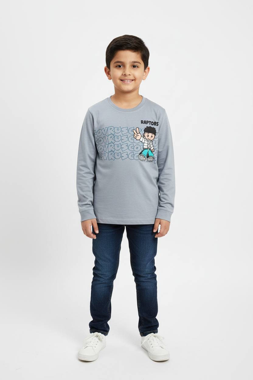 Boys Full Sleeves Regular Fit Cotton T-Shirts(Pack of 3 - Pink, Marron & Grey)