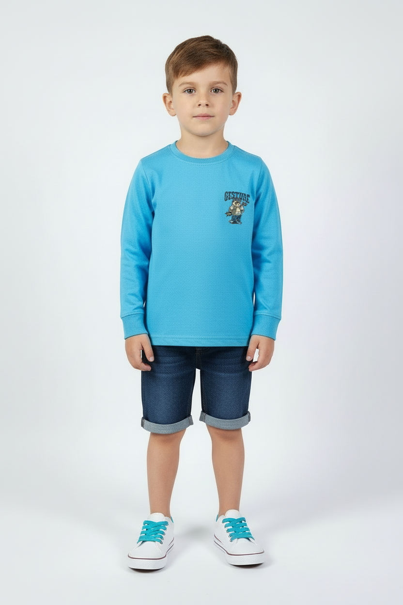 Boys Full Sleeves Regular Fit Cotton T-Shirts(Pack of 3 - Red, Litegreen & Blue)