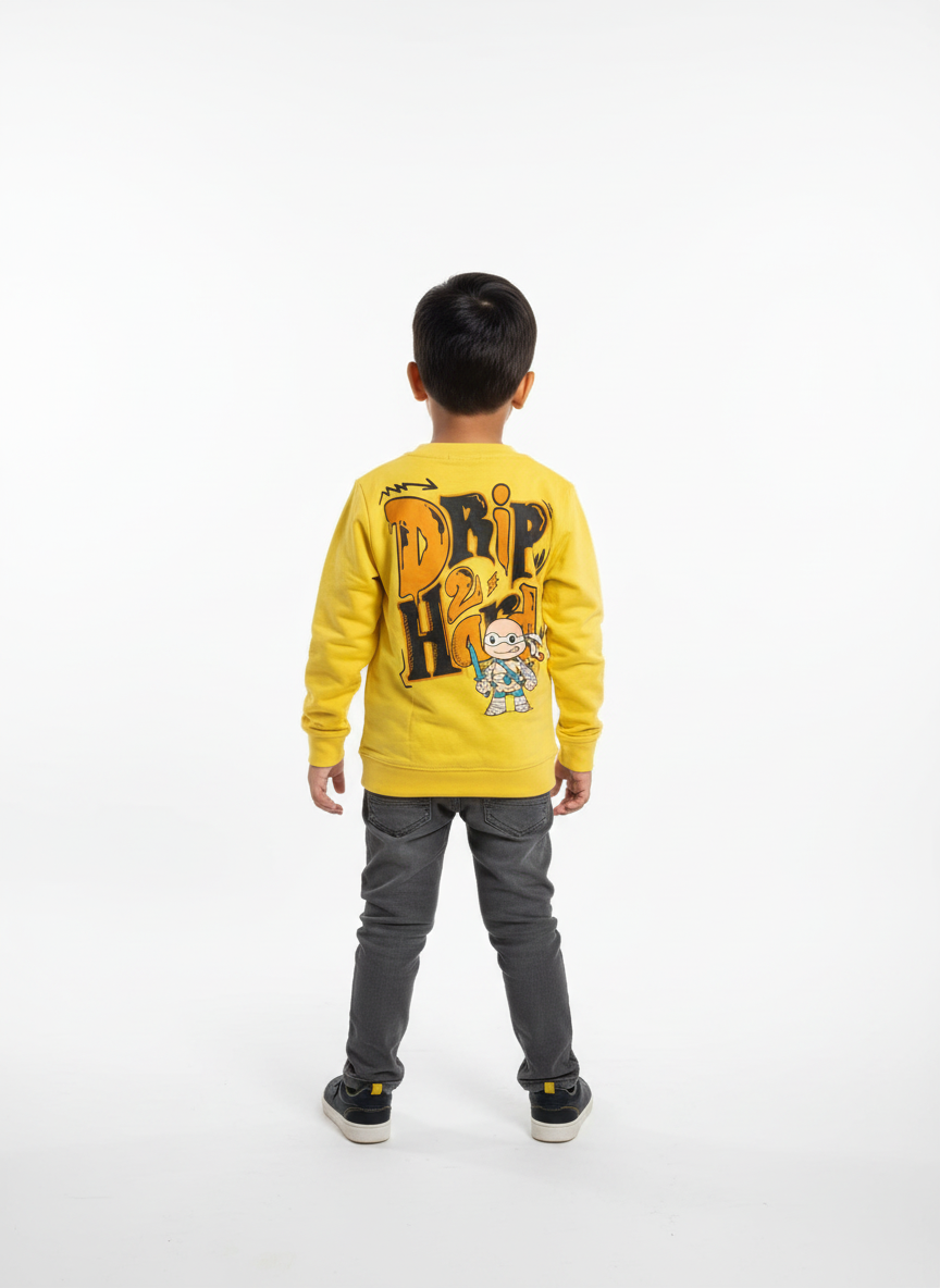 Boys Full Sleeves Regular Fit Cotton T-Shirts(Pack of 2 - Yellow & Navyblue)