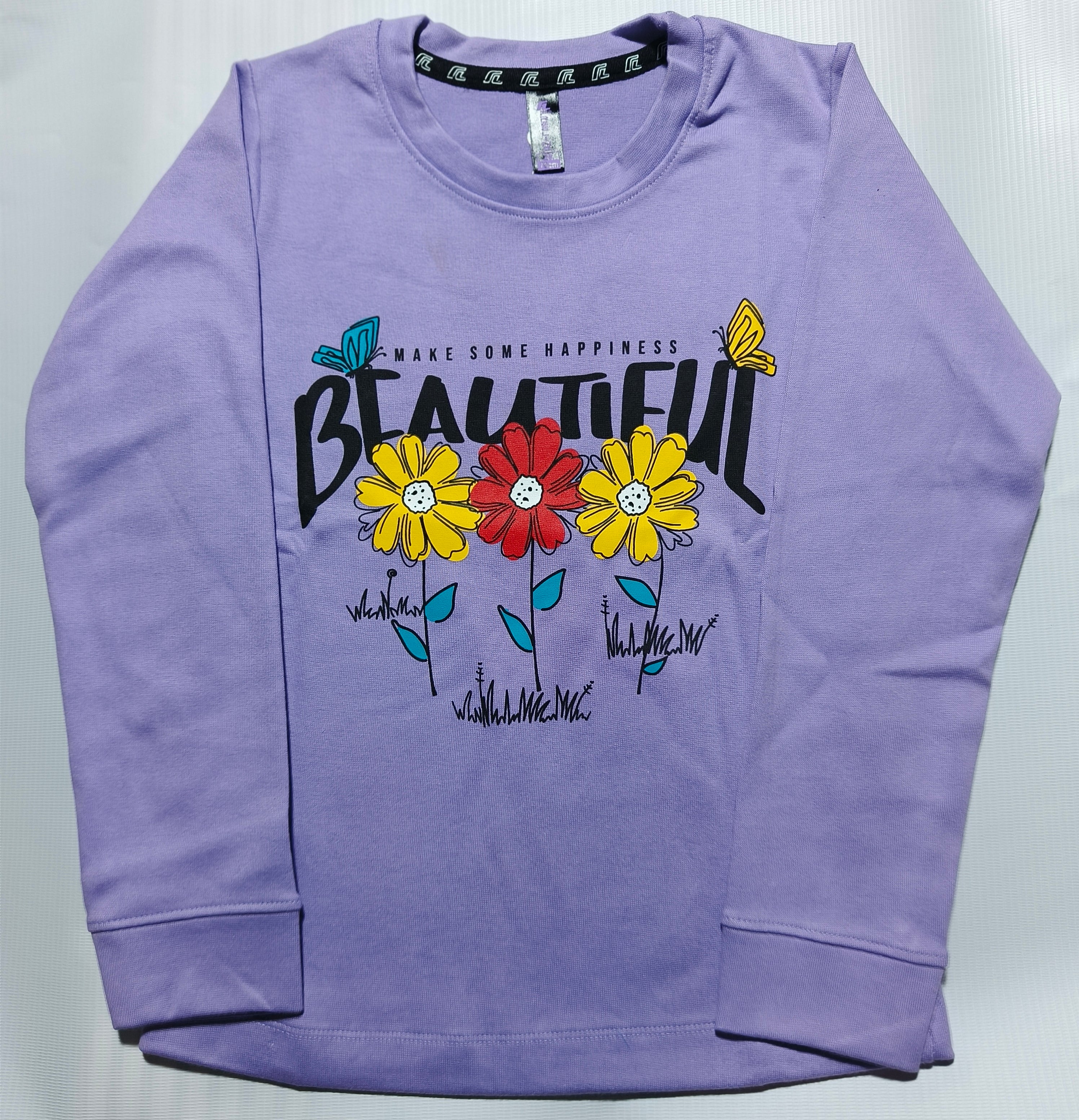 Girls Full Sleeves Regular Fit Solid Cotton T-Shirts(Pack of 2 - Lavender & Mehendigreen)