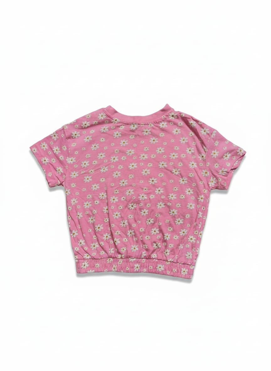 Kids Pink Daisy Crop Tee
