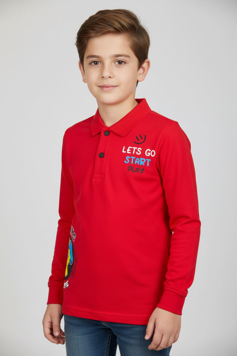 Boys and Girls Premium Front and Back Printed Y Neck Full-Sleeve T-shirt