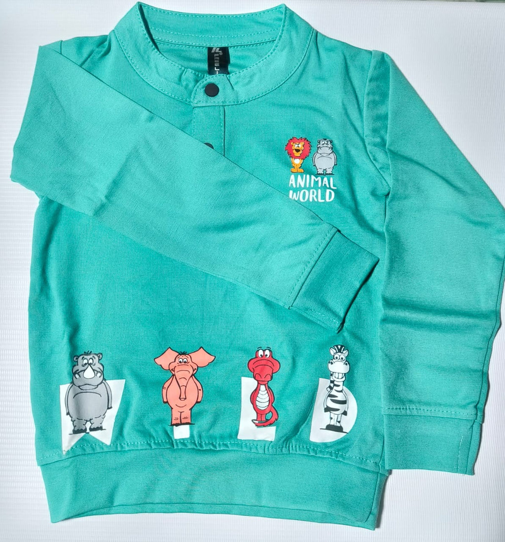 Boys and Girls Premium Front and Back Printed Y Neck Full-Sleeve T-shirts(Pack of 2 - Red & Blue)