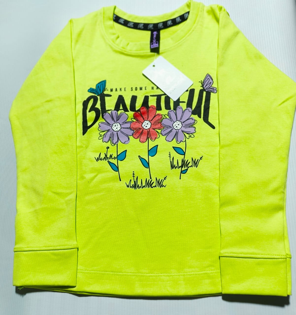 Girls Full Sleeves Regular Fit Solid Cotton T-Shirts(Pack of 2 - Skyblue & Parrotgreen)