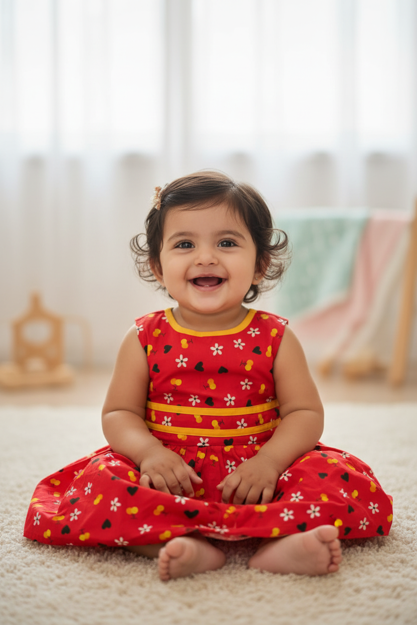 Baby Girl Floral print Frock - Knee Length Fit