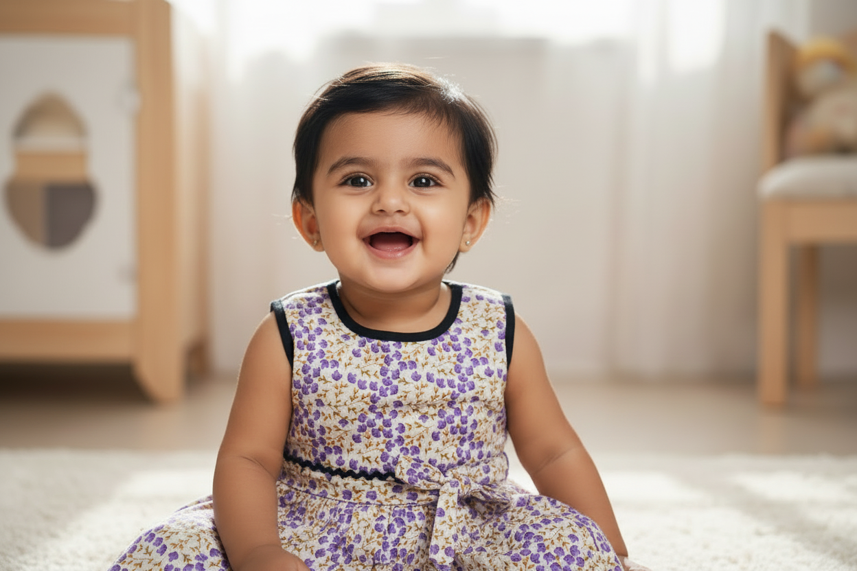 Baby Girl Floral print Frock - Knee Length Fit