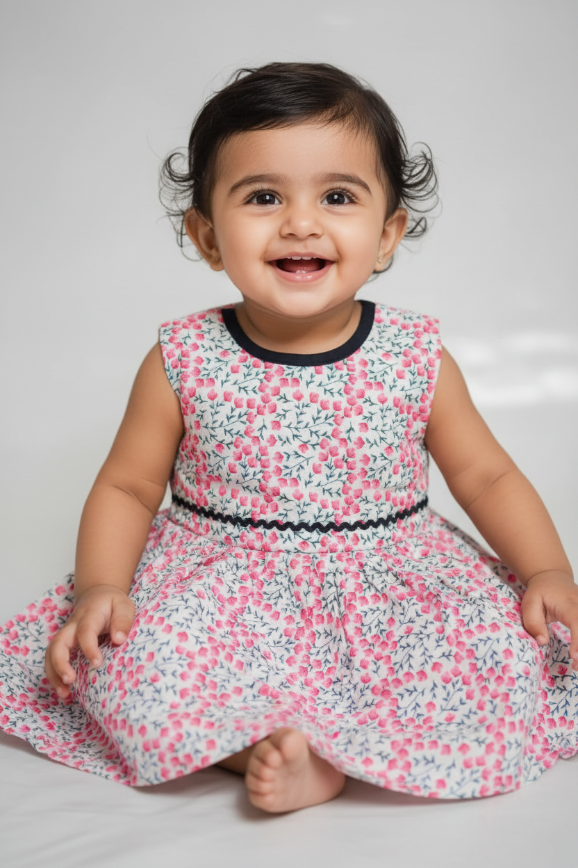 Baby Girl Floral print Frock - Knee Length Fit